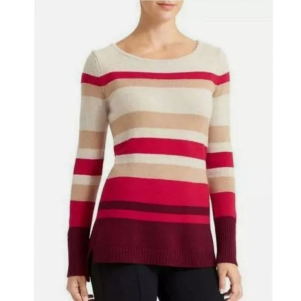 Athleta Cashmere Lodge Sweater Chianti Stripe Med